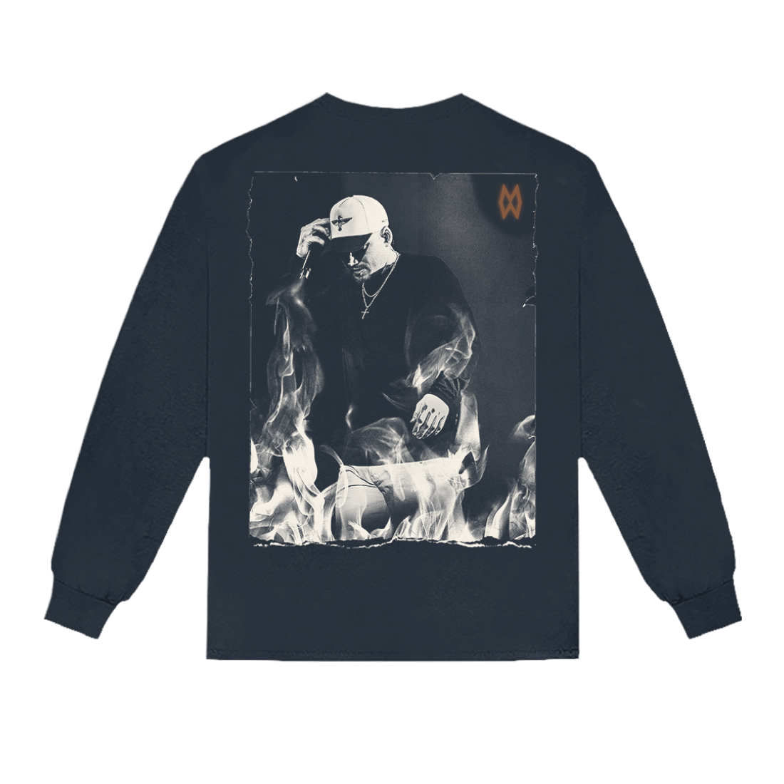 Morgan Wallen - Flames Live Photo Navy Long Sleeve T-Shirt