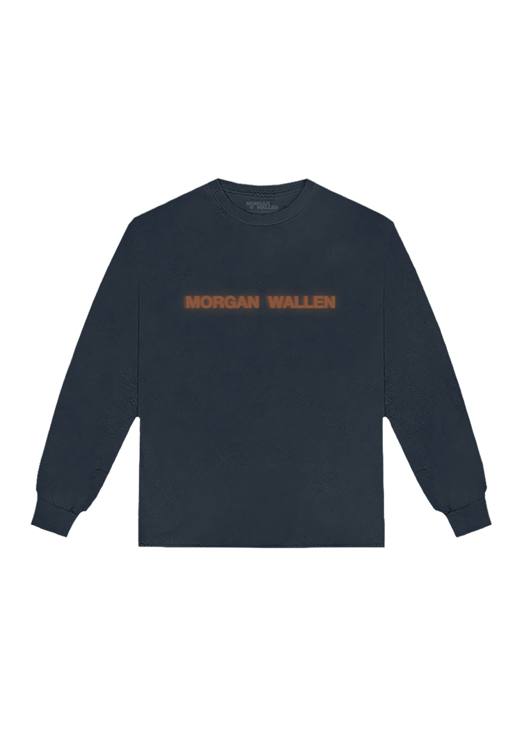 Morgan Wallen - Flames Live Photo Navy Long Sleeve T-Shirt